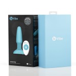 Голубая вибропробка с ротацией шариков RIMMING REMOTE CONTROL PLUG TEAL - 15,2 см