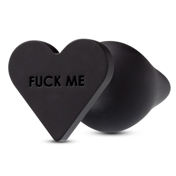 Черная анальная пробка с основанием-сердечком Fuck Me Butt Plug - 7,5 см