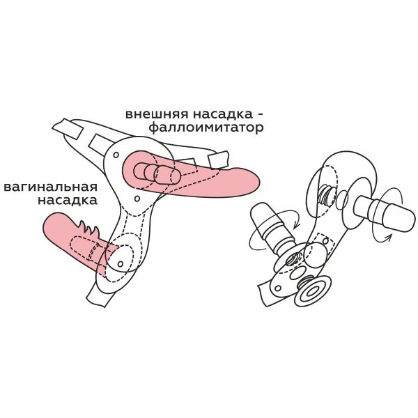 Женский страпон LESBI с вагинальной пробочкой - 17 см