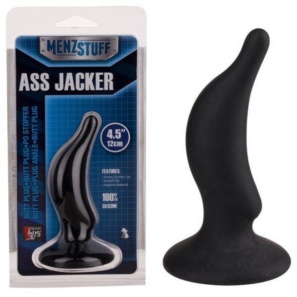 Чёрная анальная пробка ASS JACKER - 12 см