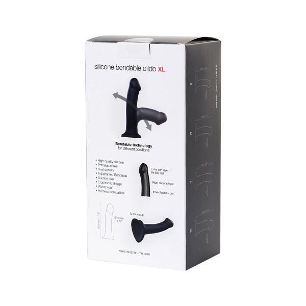 Черный фаллос на присоске Silicone Bendable Dildo XL - 20 см