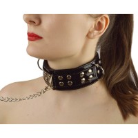 Черный ошейник с меховой подкладкой Черный ошейник с меховой подкладкой