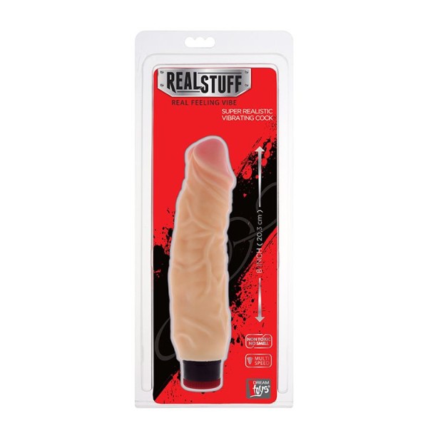 Вибратор-реалистик с крупными венами на поверхности REALSTUFF 8INCH VIBRATOR - 20,3 см