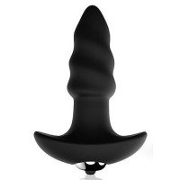 Черная спиралевидная вибропробка с широким основанием Черная спиралевидная вибропробка с широким основанием