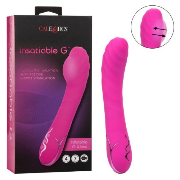 Розовый вибромассажер Insatiable G Inflatable G-Wand с функцией расширения - 21,5 см