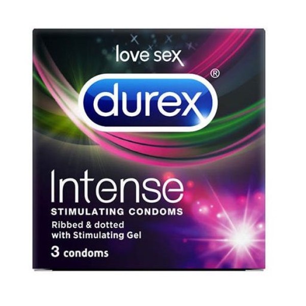 Рельефные презервативы со стимулирующей смазкой Durex Intense Orgasmic - 3 шт