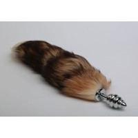 Серебристая анальная пробка с хвостом Королевская лиса 