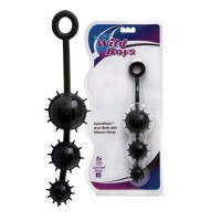 Чёрные стеклянные анальные шарики в силиконовом коконе Чёрные стеклянные анальные шарики в силиконовом коконе