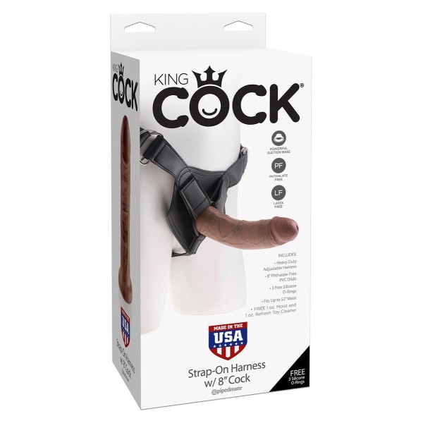 Коричневый страпон на трусиках Strap-on Harness Cock - 20,3 см