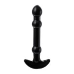 Элегантный чёрный анальный стимулятор с шариками на стволе - 19 см
