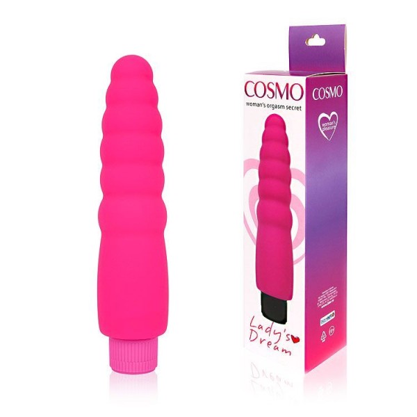 Розовый силиконовый вибратор Cosmo - 15 см