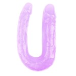 Фиолетовый двусторонний фаллоимитатор Hi-Rubber - 34 см