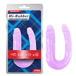 Фиолетовый двусторонний фаллоимитатор Hi-Rubber - 34 см