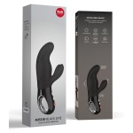 Чёрный вибратор с клиторальным отростком MiSS Bi Black Line - 17 см