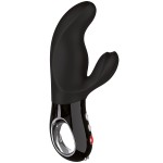 Чёрный вибратор с клиторальным отростком MiSS Bi Black Line - 17 см