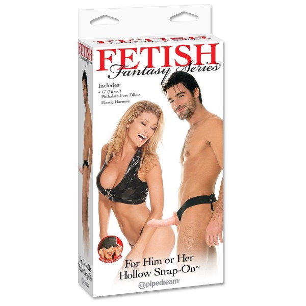Полый страпон унисекс телесного цвета For Him or Her ​Hollow Strap-On - 15 см