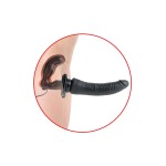 Черный страпон с вагинальной пробкой Deluxe Vibrating Penetrix Strap-On - 19 см