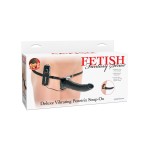 Черный страпон с вагинальной пробкой Deluxe Vibrating Penetrix Strap-On - 19 см