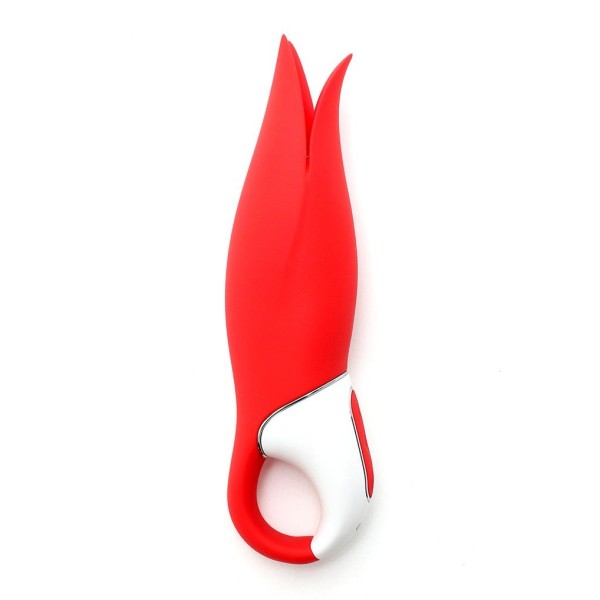 Красный вибратор Satisfyer Power Flower с лепестками - 18,8 см