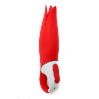 Красный вибратор Satisfyer Power Flower с лепестками - 18,8 см.