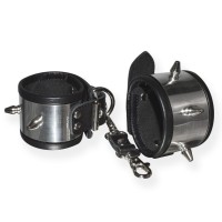 Серебристо-черные наручники с шипами и металлическим блеском Серебристо-черные наручники с шипами и металлическим блеском