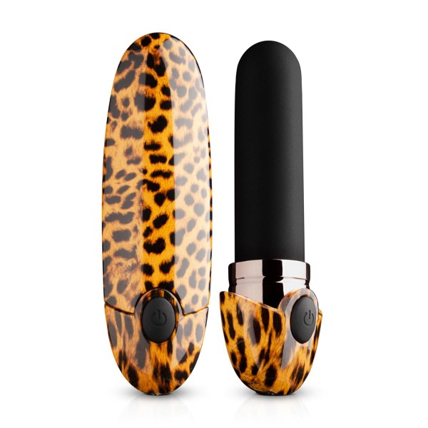 Леопардовый вибромассажер-помада Asha Lipstick Vibrator - 10 см