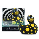 Черный вибратор-уточка I Rub My Duckie 20 Happiness в жёлтый горох