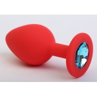 Красная силиконовая пробка с голубым стразом - 7,1 см. Красная силиконовая пробка с голубым стразом - 7,1 см.