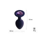 Черничная анальная пробка с фиолетовым кристаллом Gamma S - 7,2 см