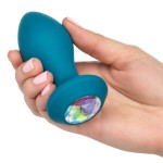 Бирюзовая анальная вибропробка с кристаллом Power Gem Vibrating Crystal Probe - 10,75 см