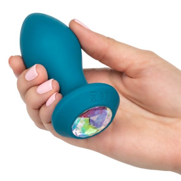 Бирюзовая анальная вибропробка с кристаллом Power Gem Vibrating Crystal Probe - 10,75 см