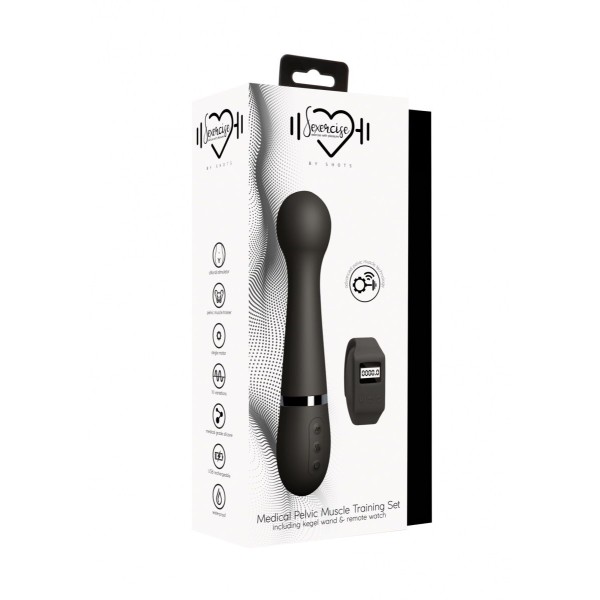 Черный вибромассажер Kegel Wand - 18,5 см