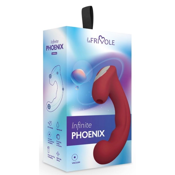 Бордовый вибратор Phoenix с вакуумной стимуляцией клитора - 18 см