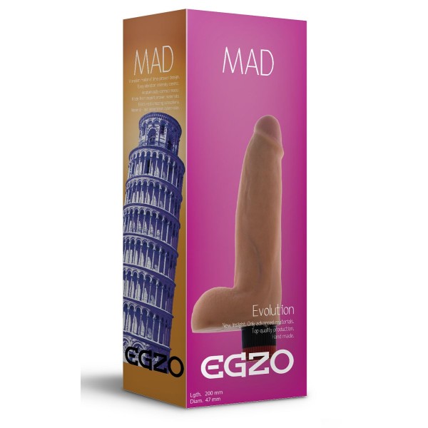 Телесный реалистичный мультискоростной вибратор Mad Tower - 20 см