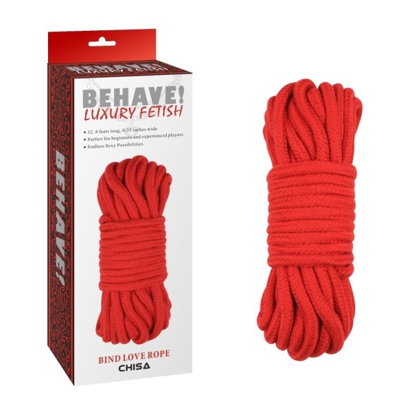 Красная веревка для шибари Bing Love Rope - 10 м