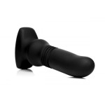 Черный фрикционный вибратор Silicone Vibrating   Thrusting Plug with Remote Control - 17,1 см