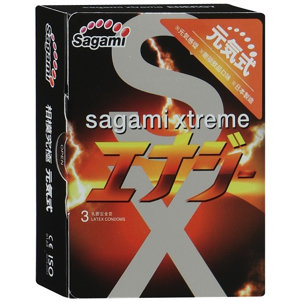 Презервативы Sagami Xtreme Energy с ароматом энергетика - 3 шт
