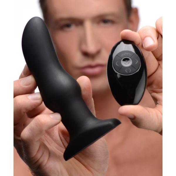 Черная вибропробка Model M Curved Rimming Plug with Remote - 15 см