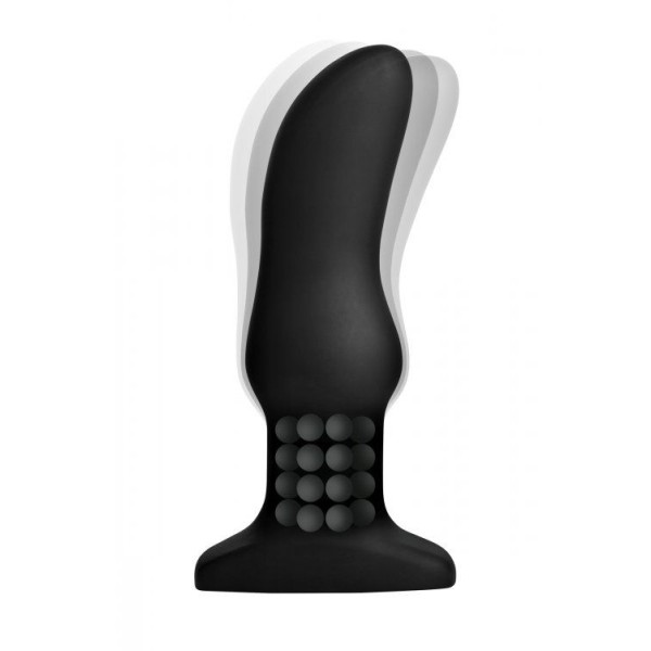 Черная вибропробка Model M Curved Rimming Plug with Remote - 15 см