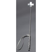 Серебристый стек с наконечником-крестом из искусственной кожи - 70 см. Серебристый стек с наконечником-крестом из искусственной кожи - 70 см.