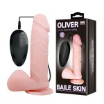 Телесный вибратор-ротатор с присоской Oliver - 19,5 см