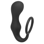 Чёрное эрекционное кольцо с анальной пробкой Double Pleasure Anal Plug