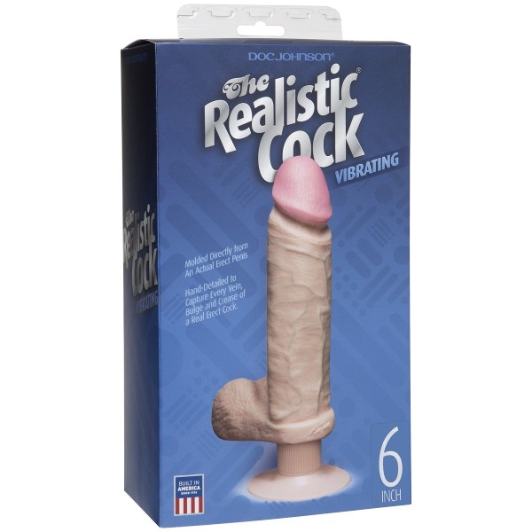 Вибромассажер-реалистик телесного цвета на присоске The Realistic Cock Vibrating 6” - 21,6 см