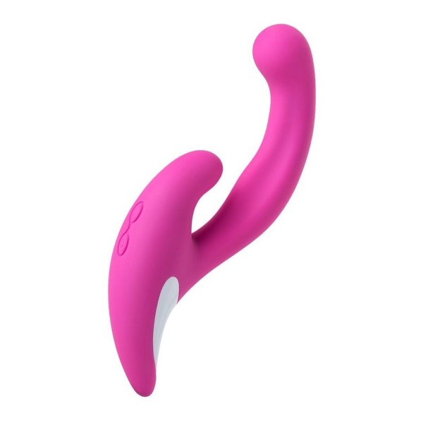 Розовый эргономичный вибратор для двойной стимуляции JOS JAVI - 22 см