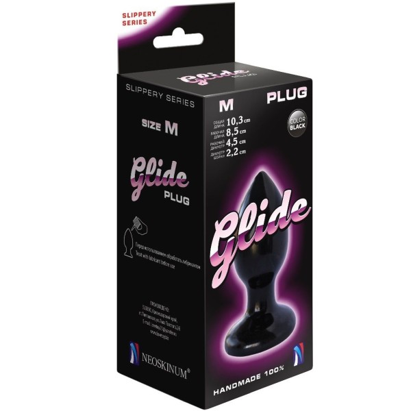 Черный анальный плаг Glide M - 10,3 см