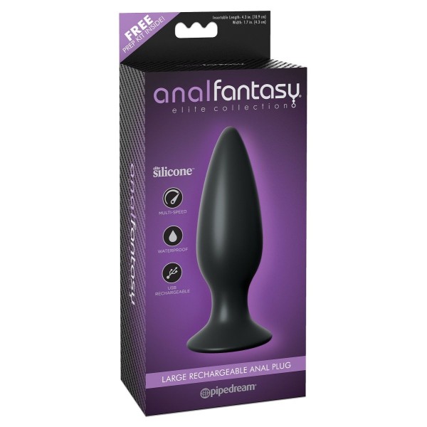 Чёрная большая анальная вибропробка Large Rechargeable Anal Plug - 13,5 см