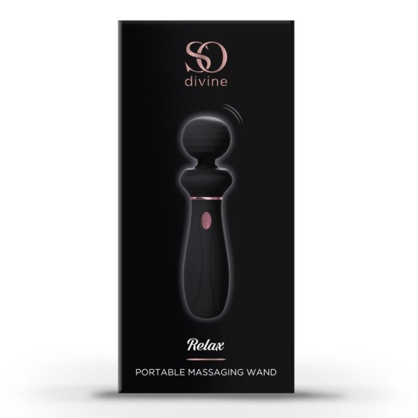 Черный вибратор So Divine Relax Portable Massage Wand - 24 см