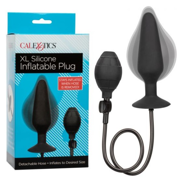 Черная расширяющаяся анальная пробка XL Silicone Inflatable Plug - 16 см
