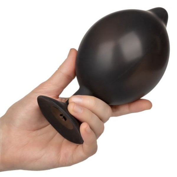 Черная расширяющаяся анальная пробка XL Silicone Inflatable Plug - 16 см