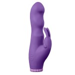 Фиолетовый вибратор с клиторальным стимулятором PURRFECT SILICONE DELUXE RABBIT 100FNCT - 20 см